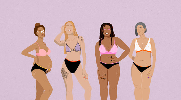иллюстрация несколько типов бюстгальтеров для разной груди