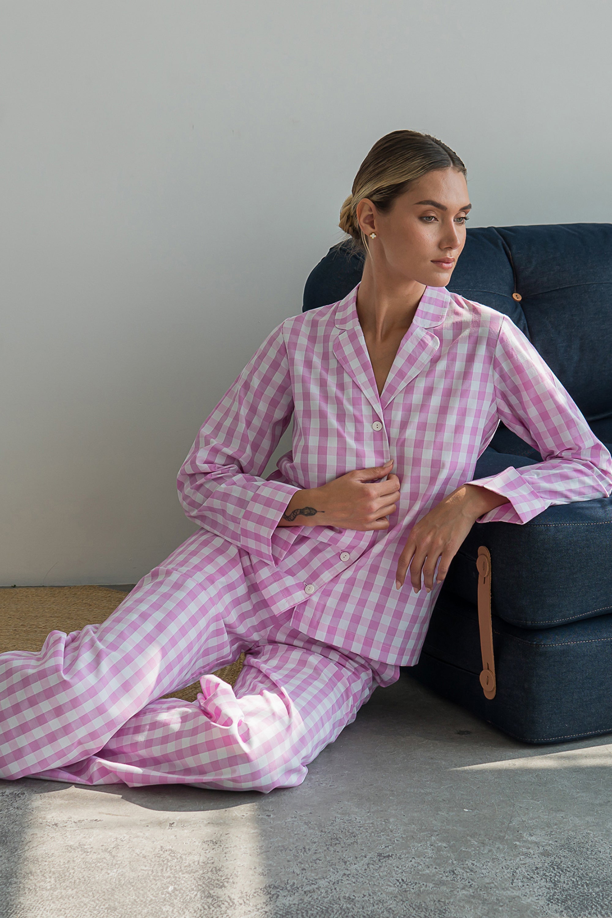 Хлопковая пижама в клетку Rose Plaid HL0073-32-69 rose