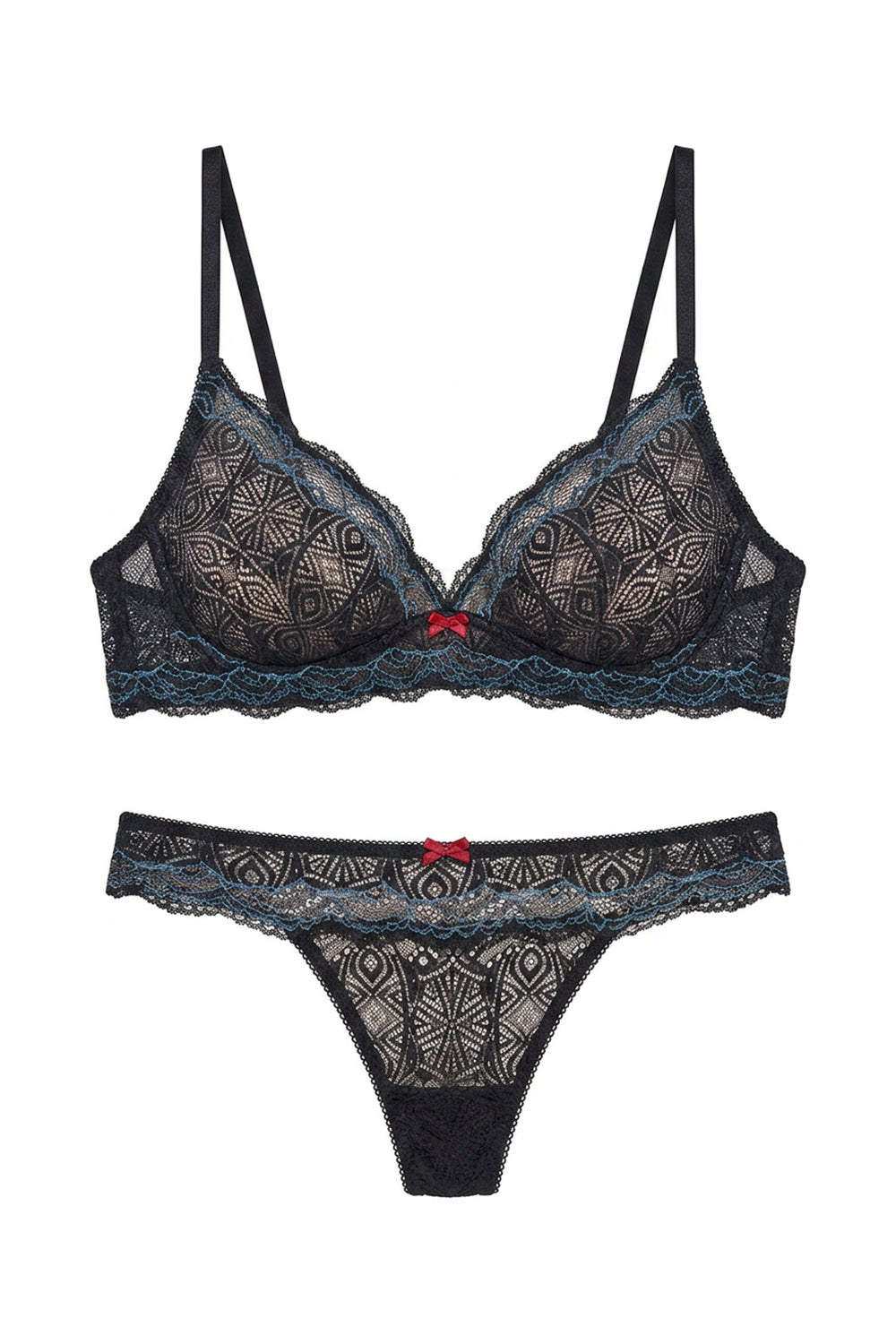 Кружевной комплект ST-8411 black/blue