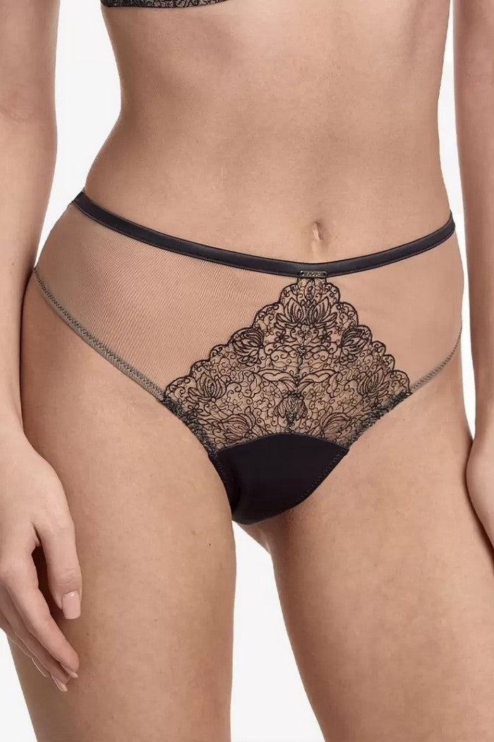 Трусики сліп із мікросітки Ефіріал Т83 beige/black