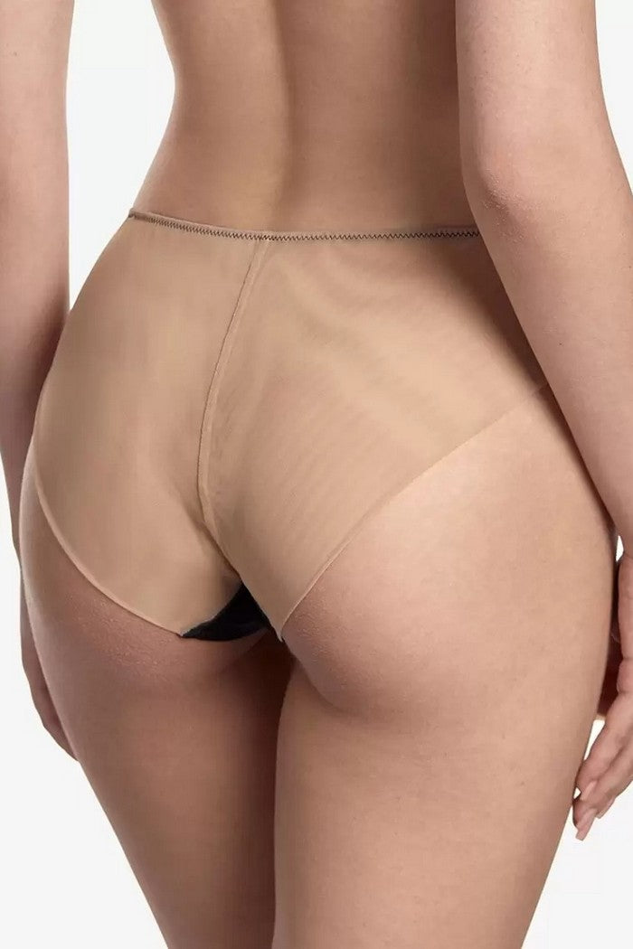 Трусики сліп із мікросітки Ефіріал Т83 beige/black