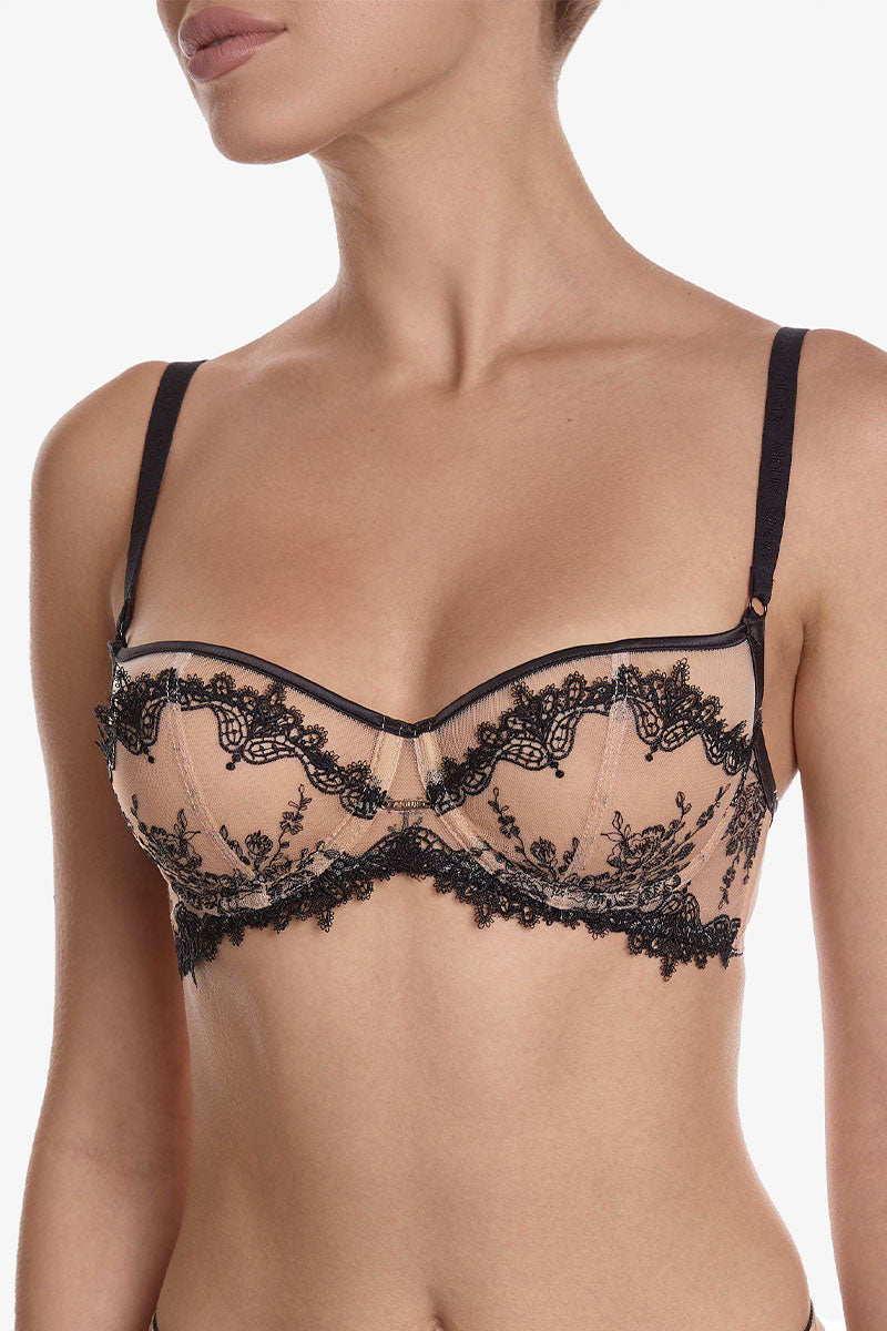 Бюстгальтер балконет с вышивкой Финсбери БМ12 beige/black