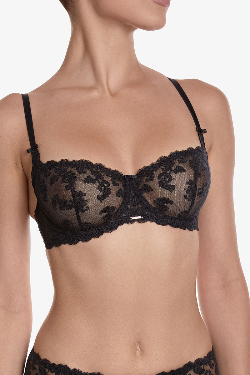 Мягкий бюстгальтер с вышивкой Хитроу БМ7 black
