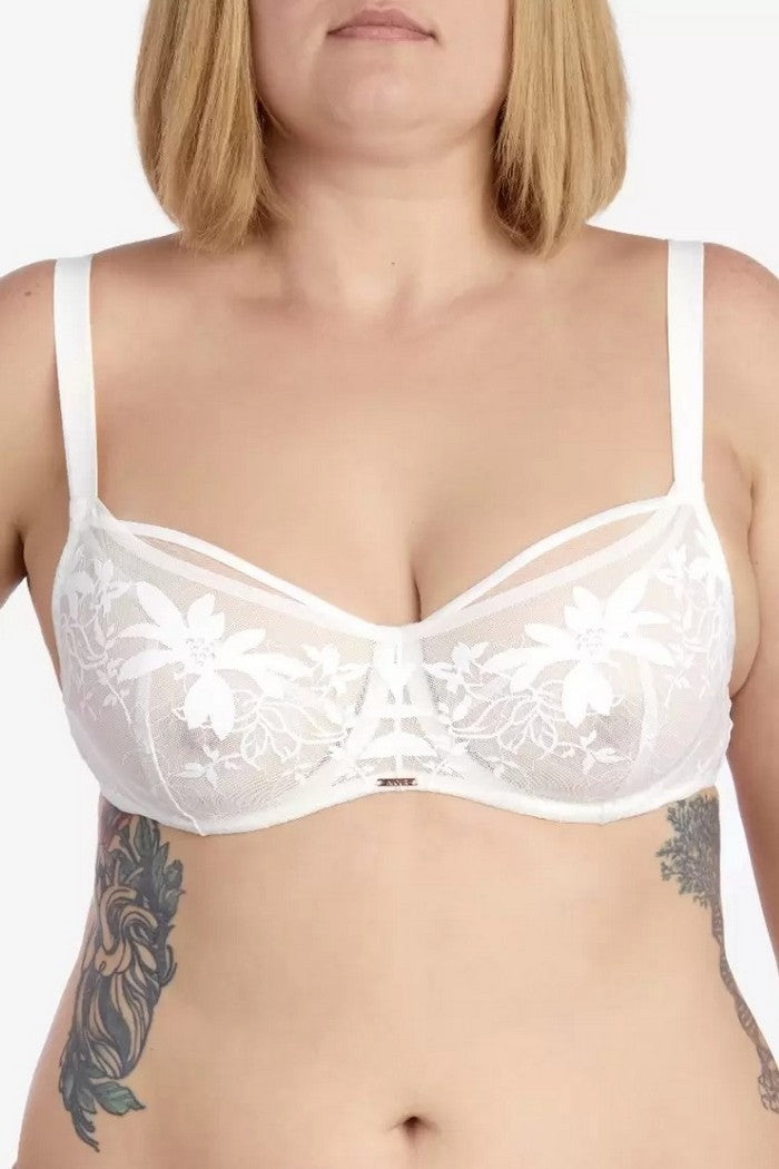 Кружевной бюстгальтер на косточках Капраника БМ183 vanilla