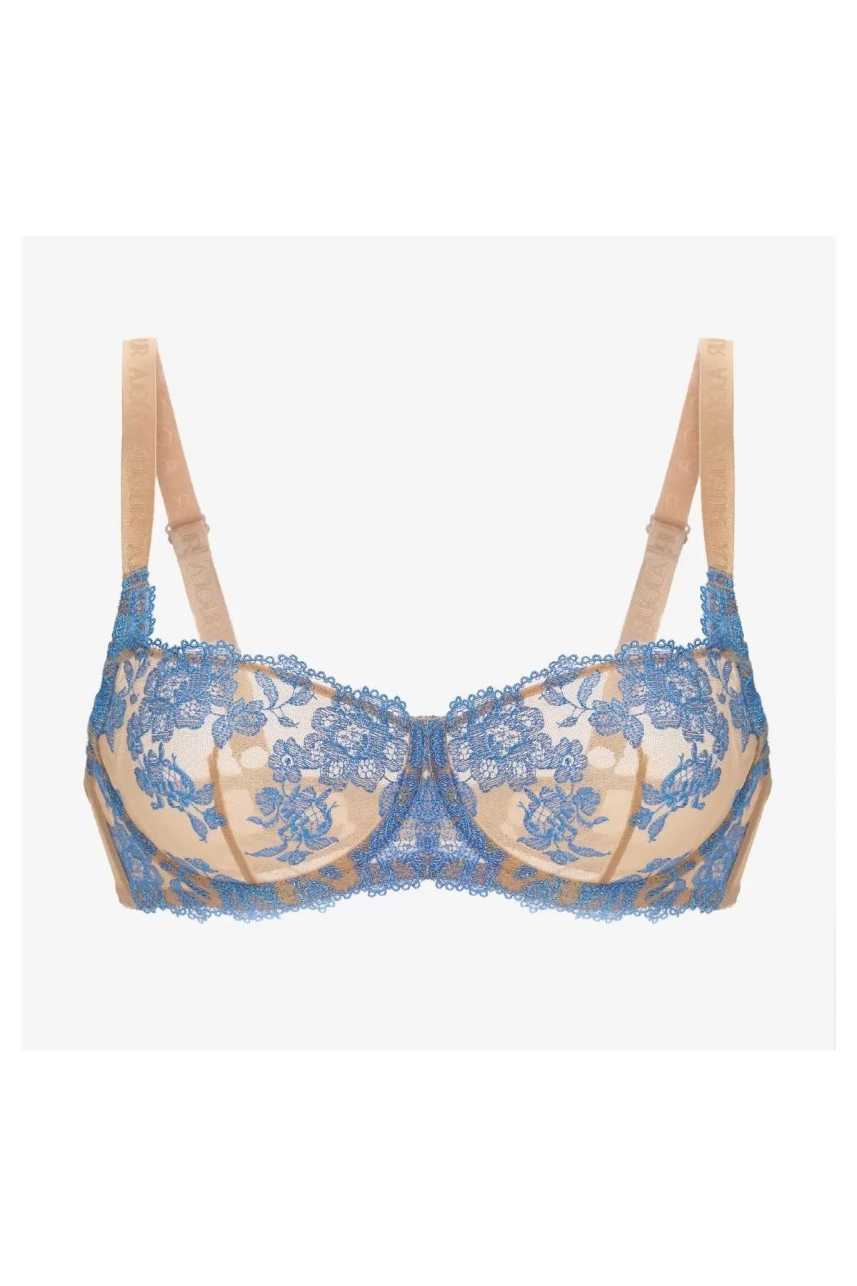 Мягкий бюстгальтер с вышивкой Парфе БМ7 beige/blue