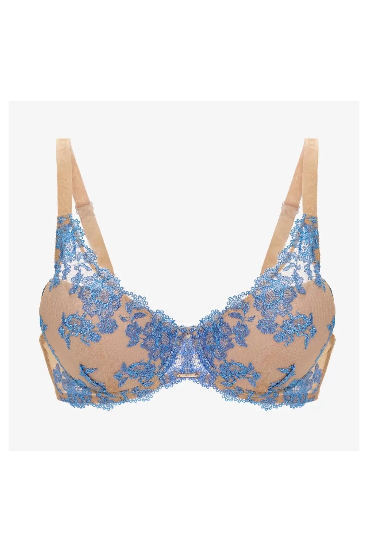 Бюстгальтер пуш-ап с вышивкой Парфе БП68 beige/blue