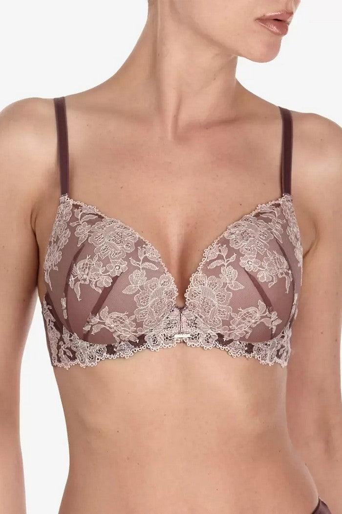 Мереживний бюстгальтер пуш-ап Плейзо БП62 mocha