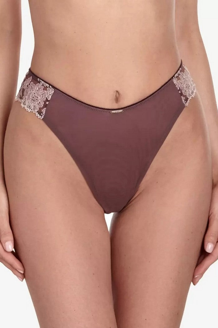 Трусики бразилиана с кружевом Плейзо С223 mocha