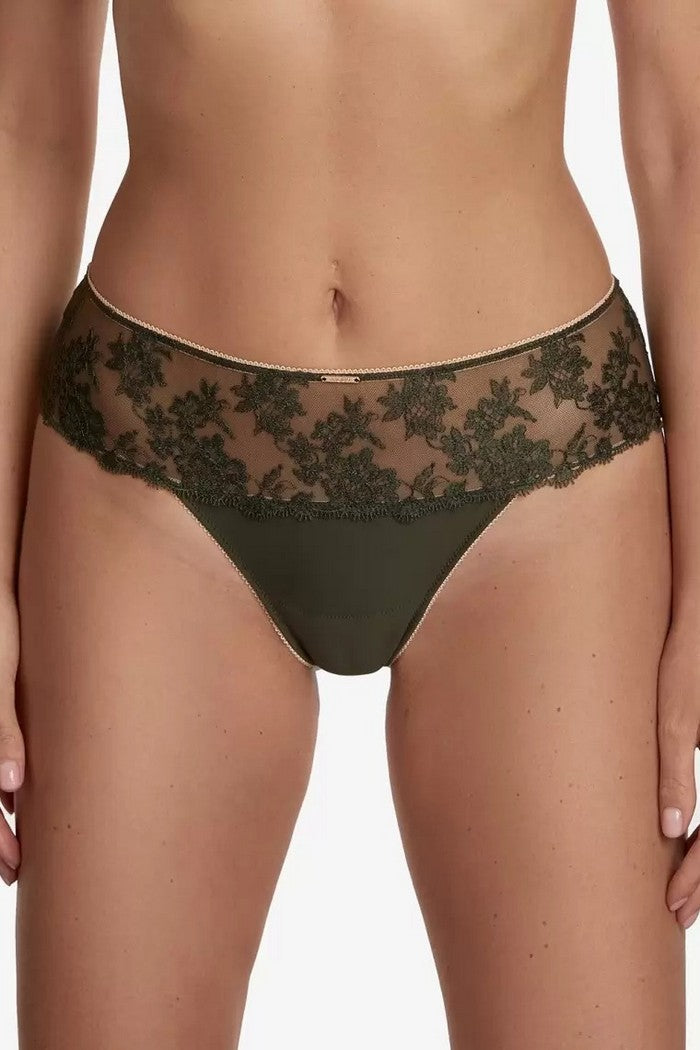 Трусики бразилиана с вышивкой Сибелес С170 khaki