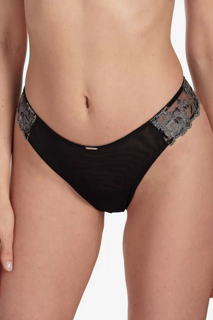 Трусики стрінги із мікросітки Сенсуель С223 black/gray