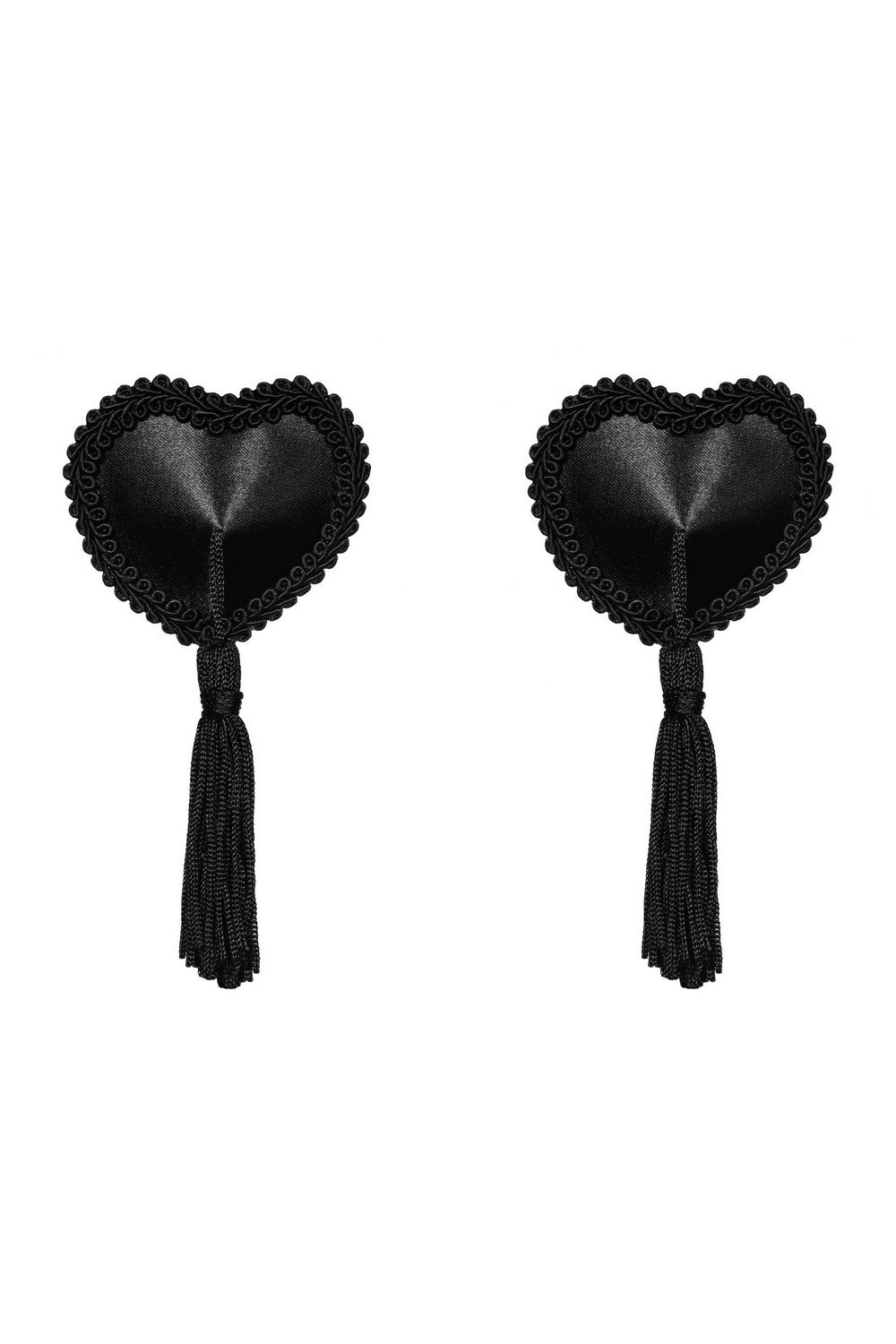 Наклейки на грудь в виде сердечек Tassel black (2 шт.)