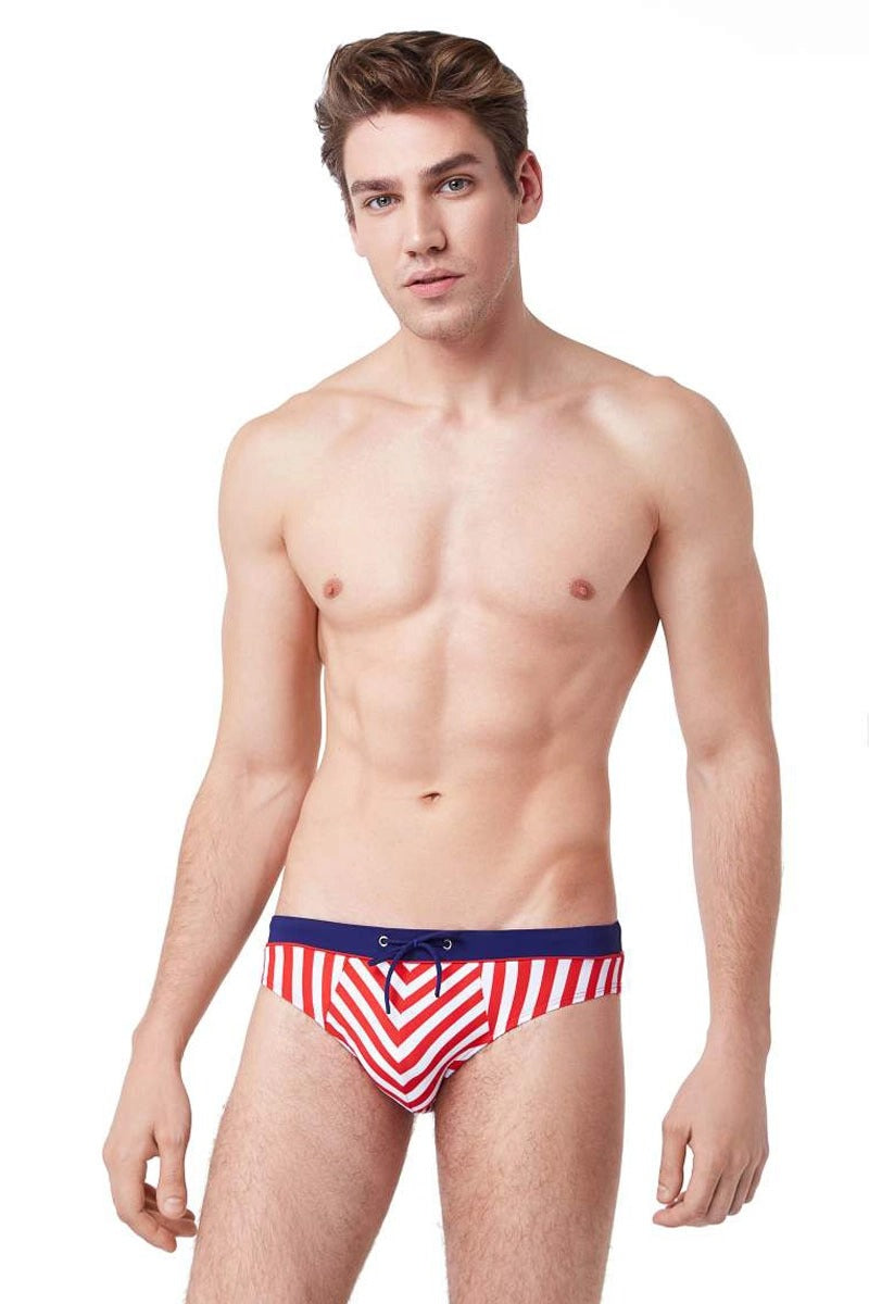 Мужские плавки в полоску 132-4 red/blue