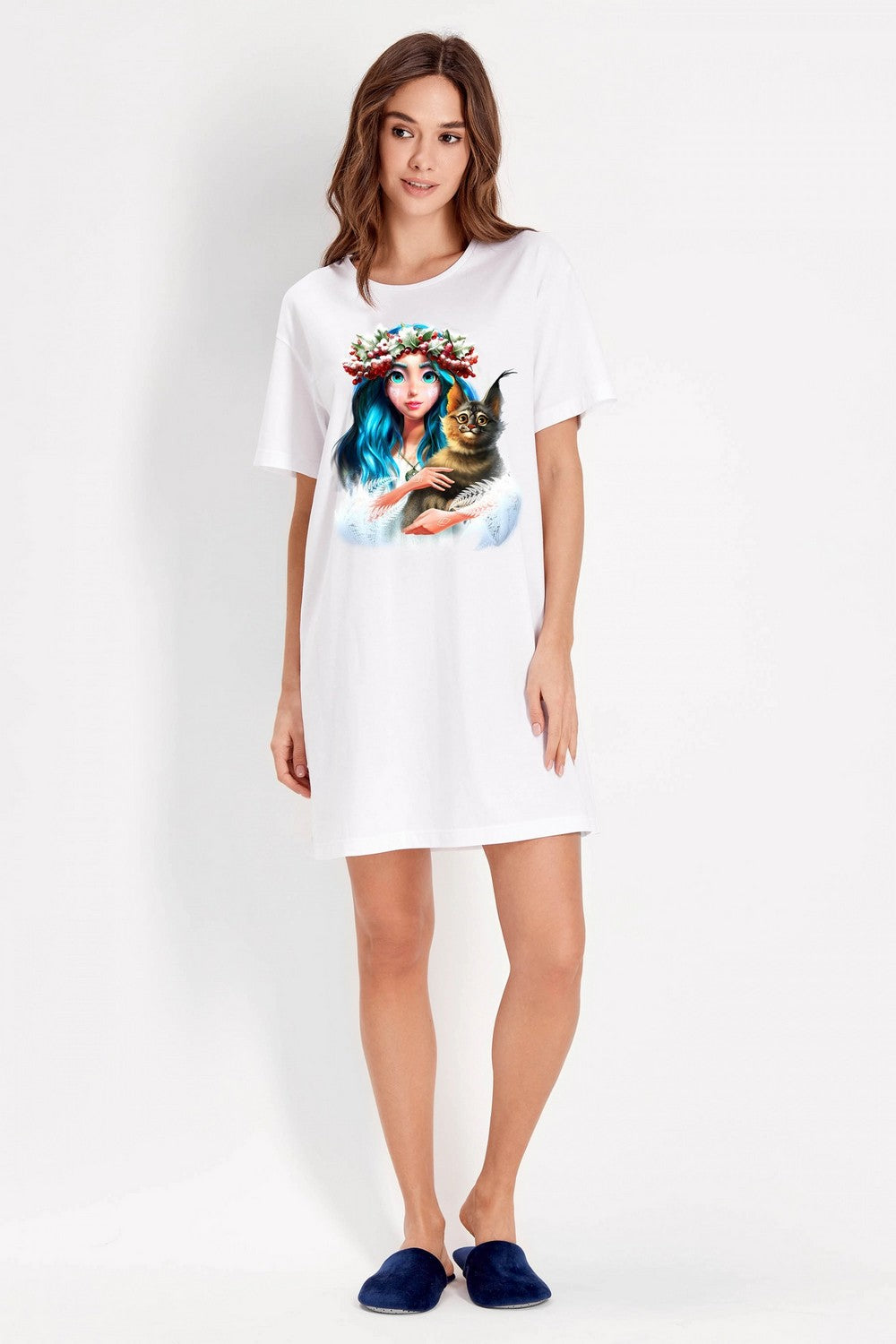 Хлопковая сорочка с принтом 6070MV