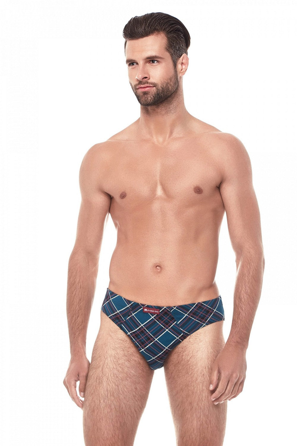 Мужские трусы слип с принтом 6120-2/725 emerald