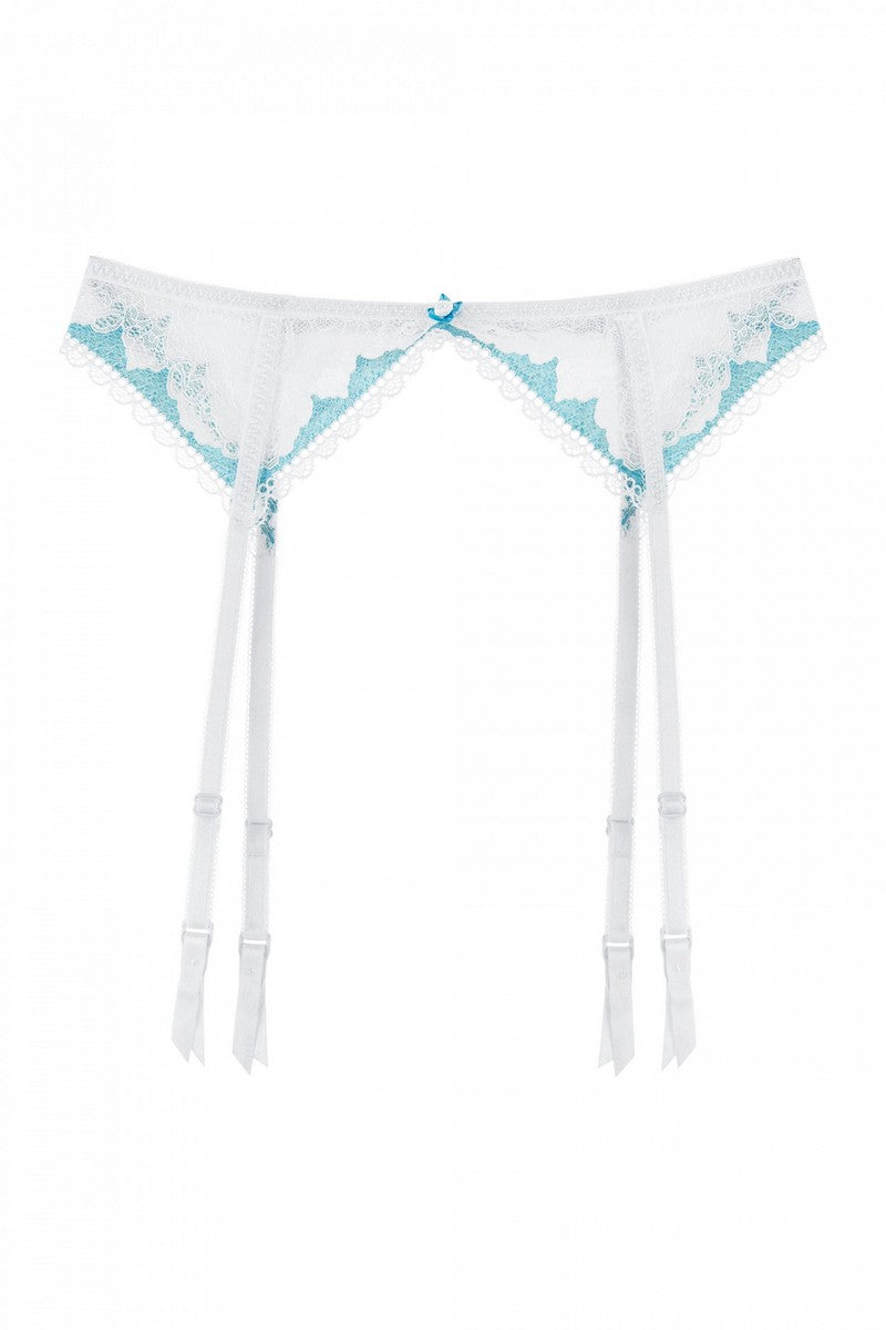 Кружевной пояс для чулок 7012 white/blue