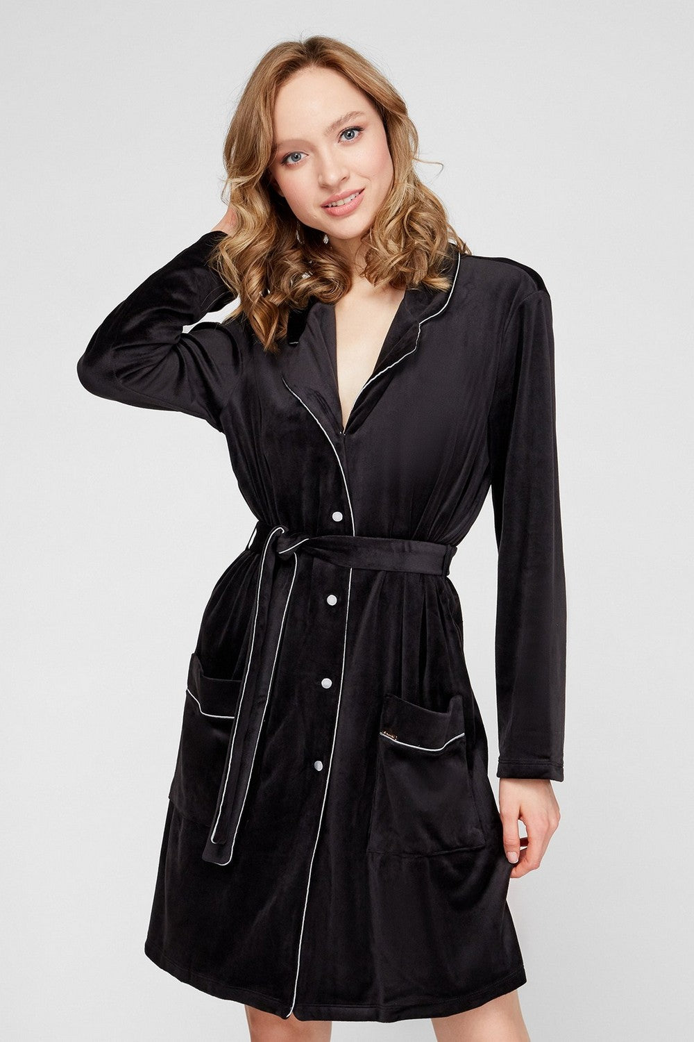 Халат из велюра 7025-6753 black