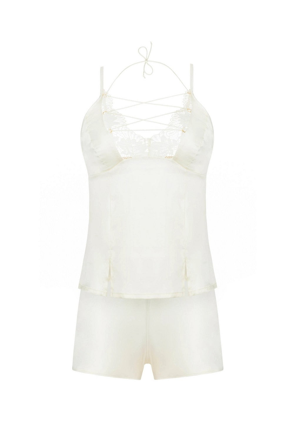 Сатинова піжама зі шнурівкою 8183-6834 champagne