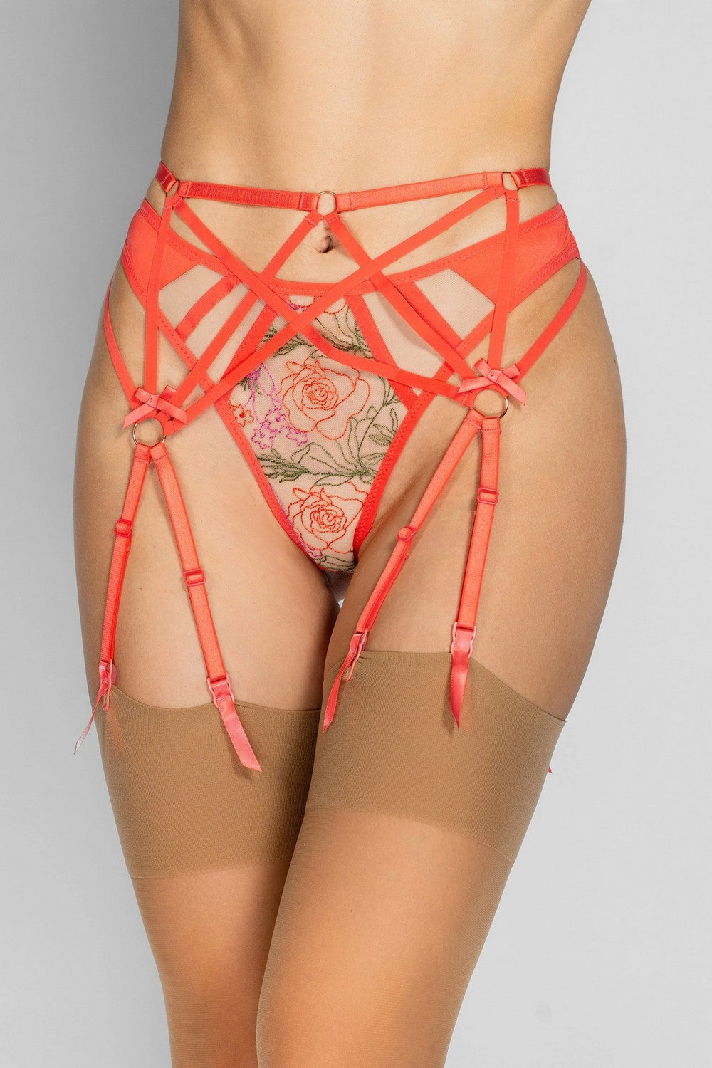 Пояс для чулок из ремешков 8184-50 coral