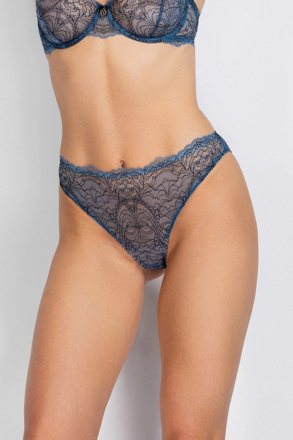 Кружевные трусики бразилиана 8187-20 gray blue