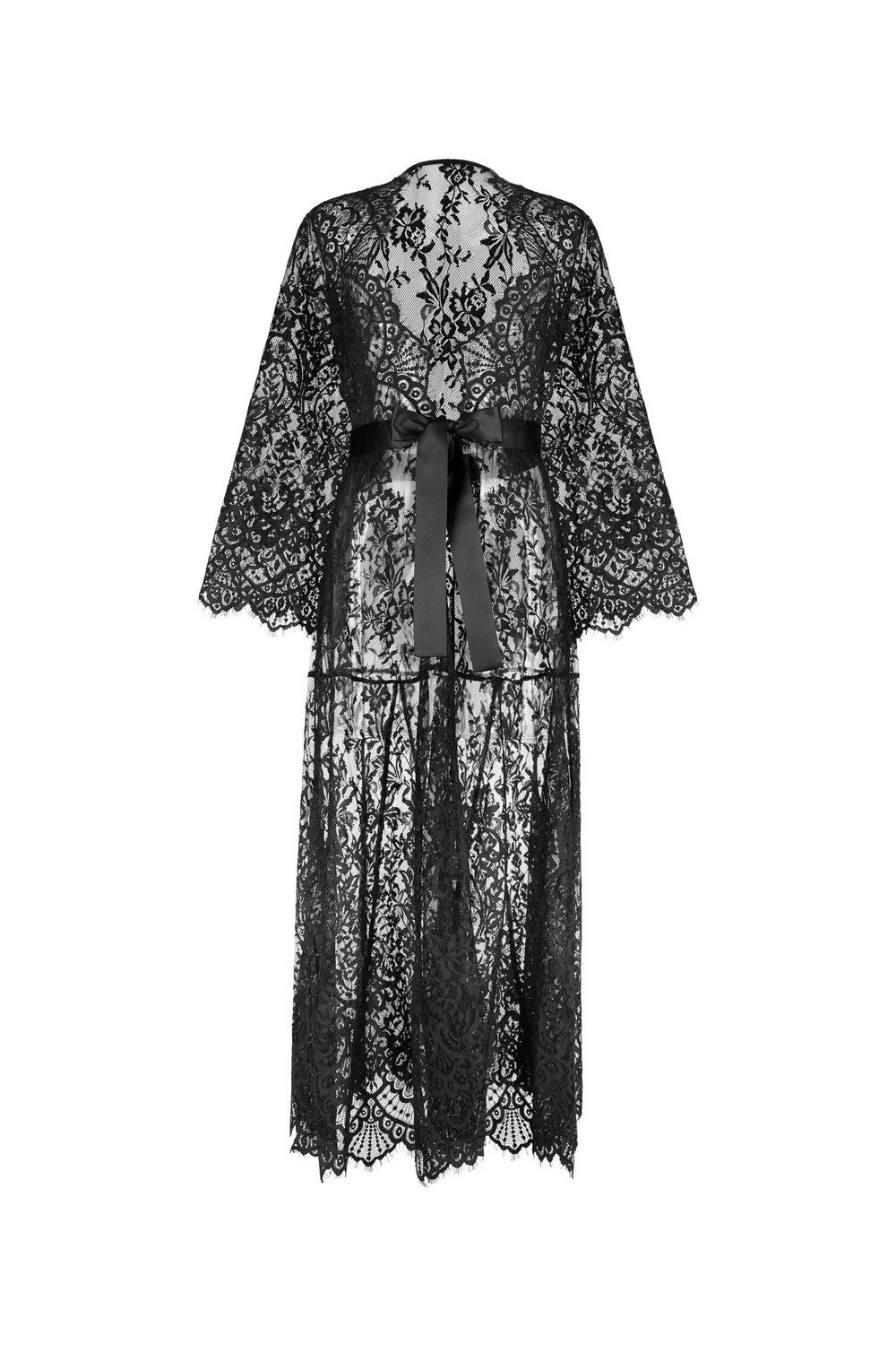 Длинный пеньюар из кружева 8189-6732 black