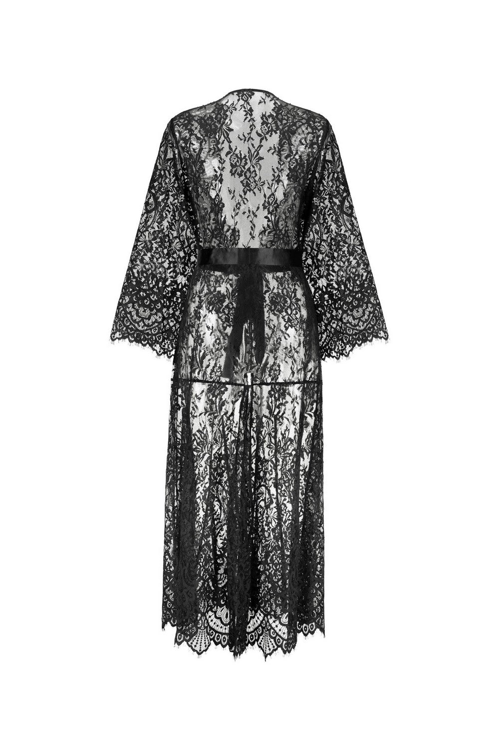 Длинный пеньюар из кружева 8189-6732 black