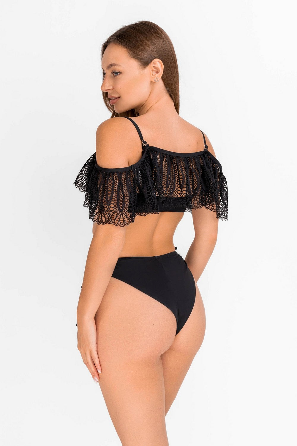 Раздельный купальник с оборкой 943-046/943-225-1 black