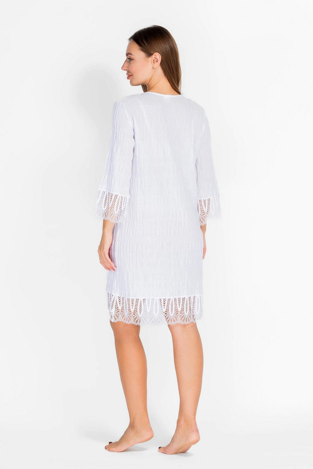 Пляжная туника со шнуровкой 943-701 white