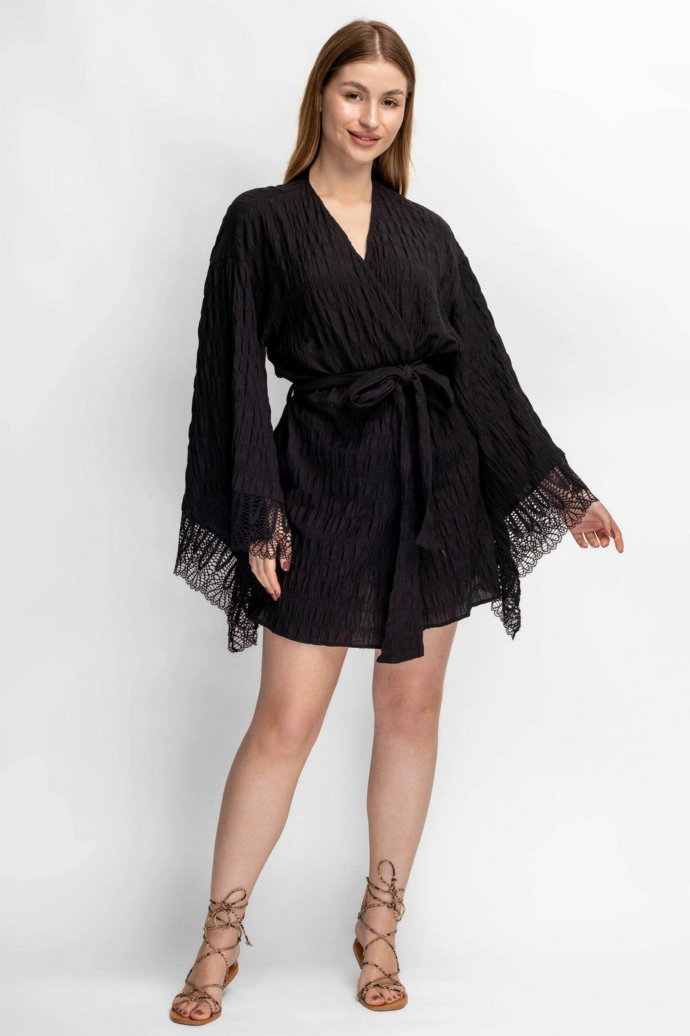 Пляжная туника с расклешенными рукавами 943-710 black