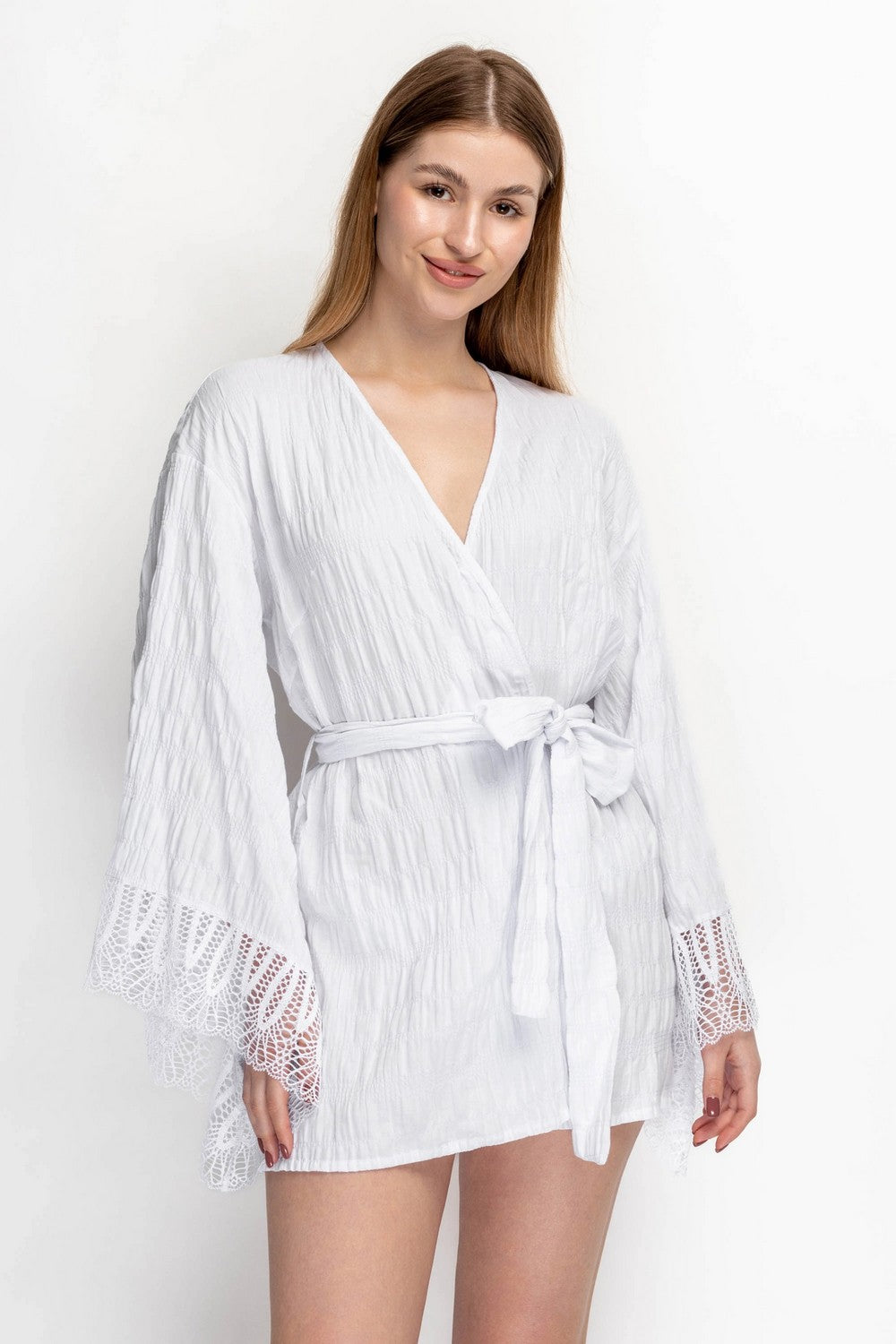 Пляжная туника с расклешенными рукавами 943-710 white