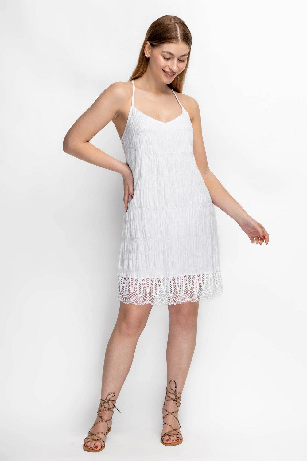 Пляжная туника на тонких бретелях 943-740 white