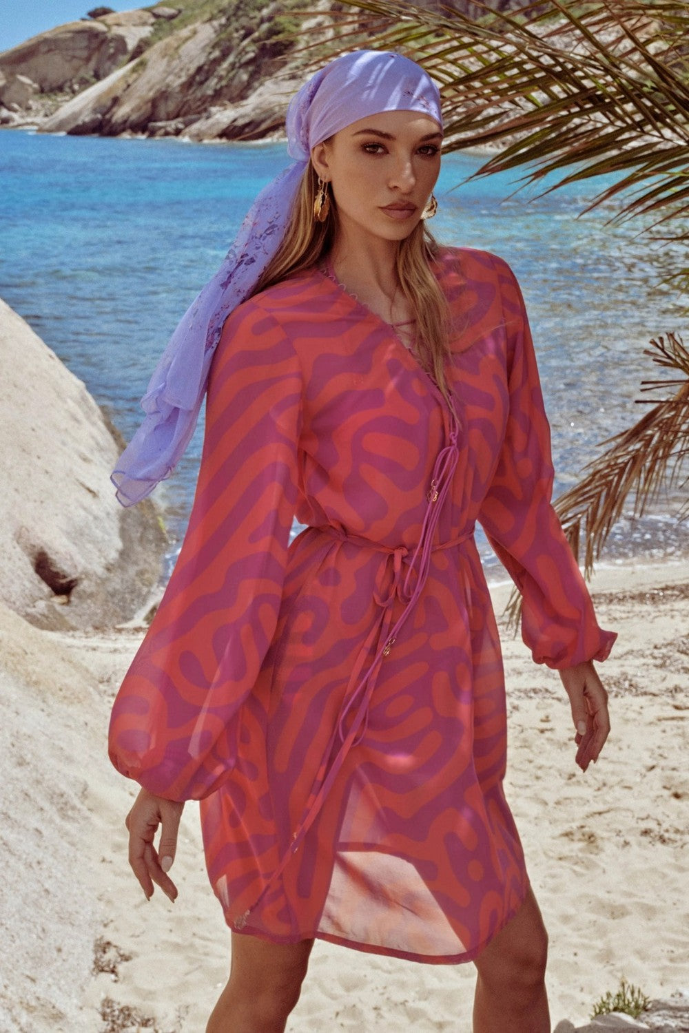 Пляжное платье-туника 950-709 fuchsia