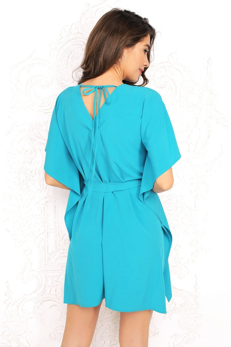 Шифоновая туника с поясом 980-702 turquoise