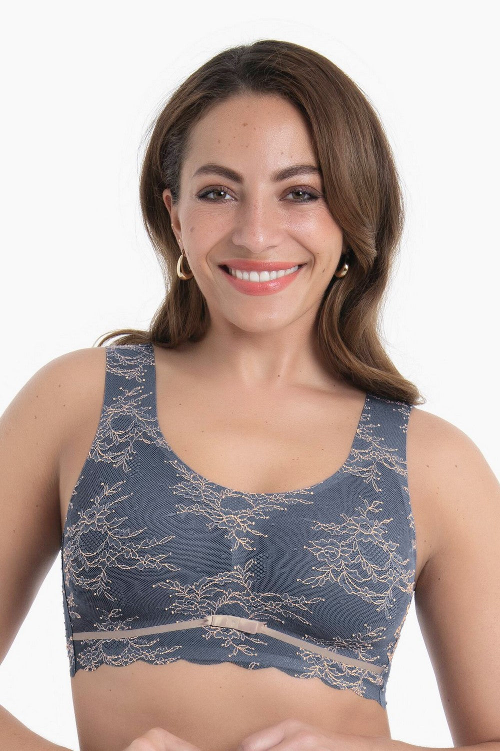 Мереживний топ без кісточок 5400 Essentials Lace gray rose Anita