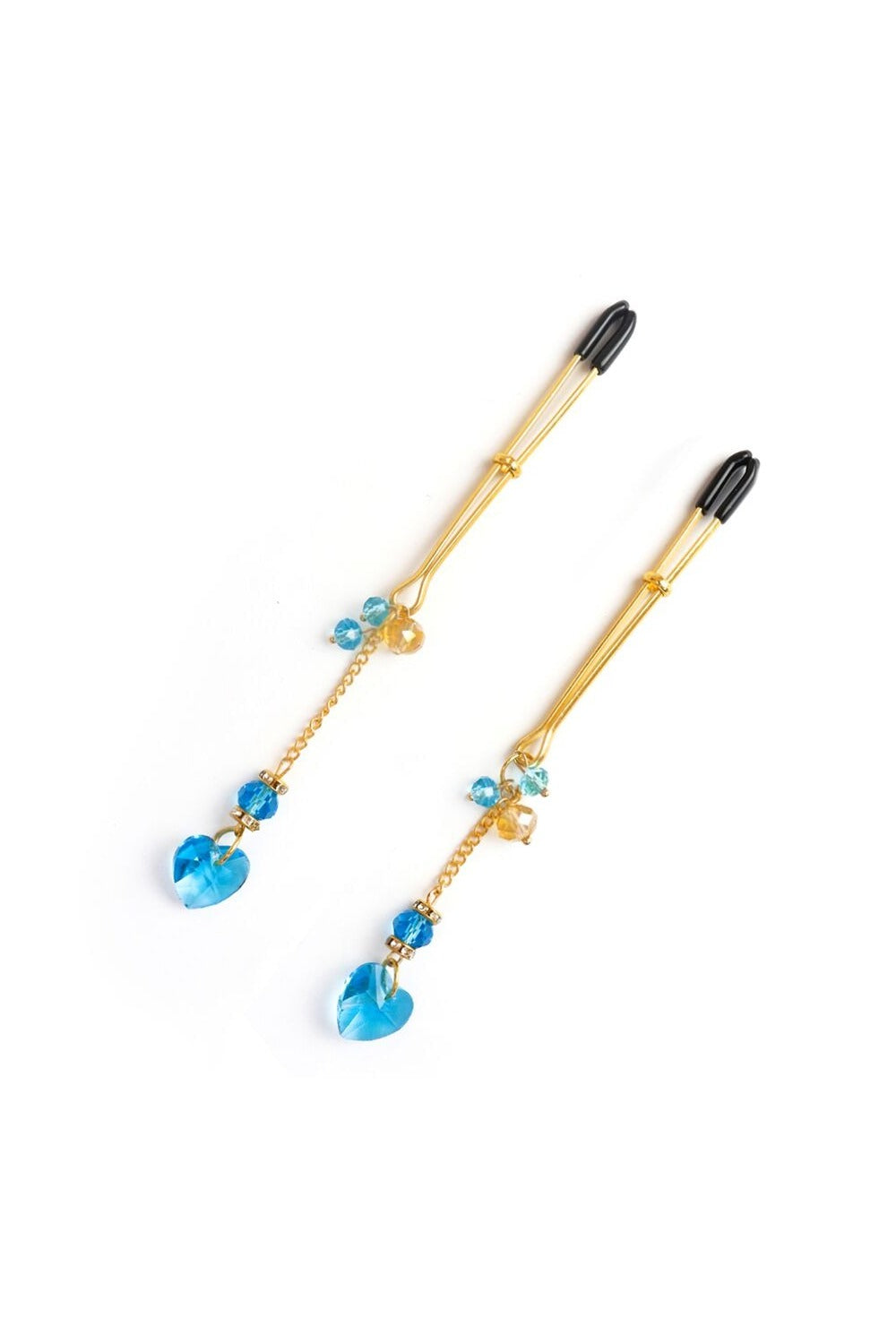 Затискачі для грудей із серцями Crystal Heart Blue