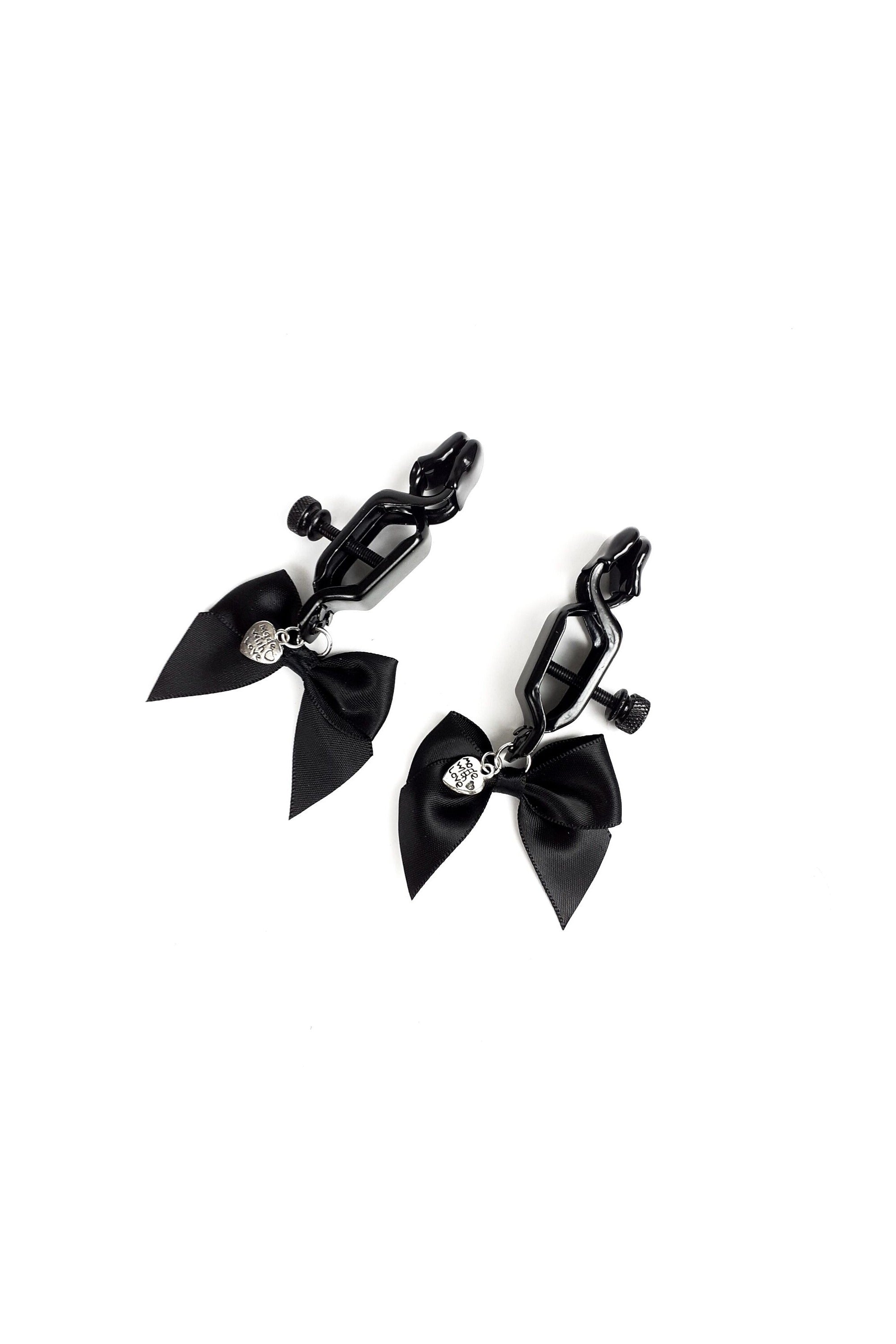 Затискачі для грудей із бантиками Nipple clamps Black Bow