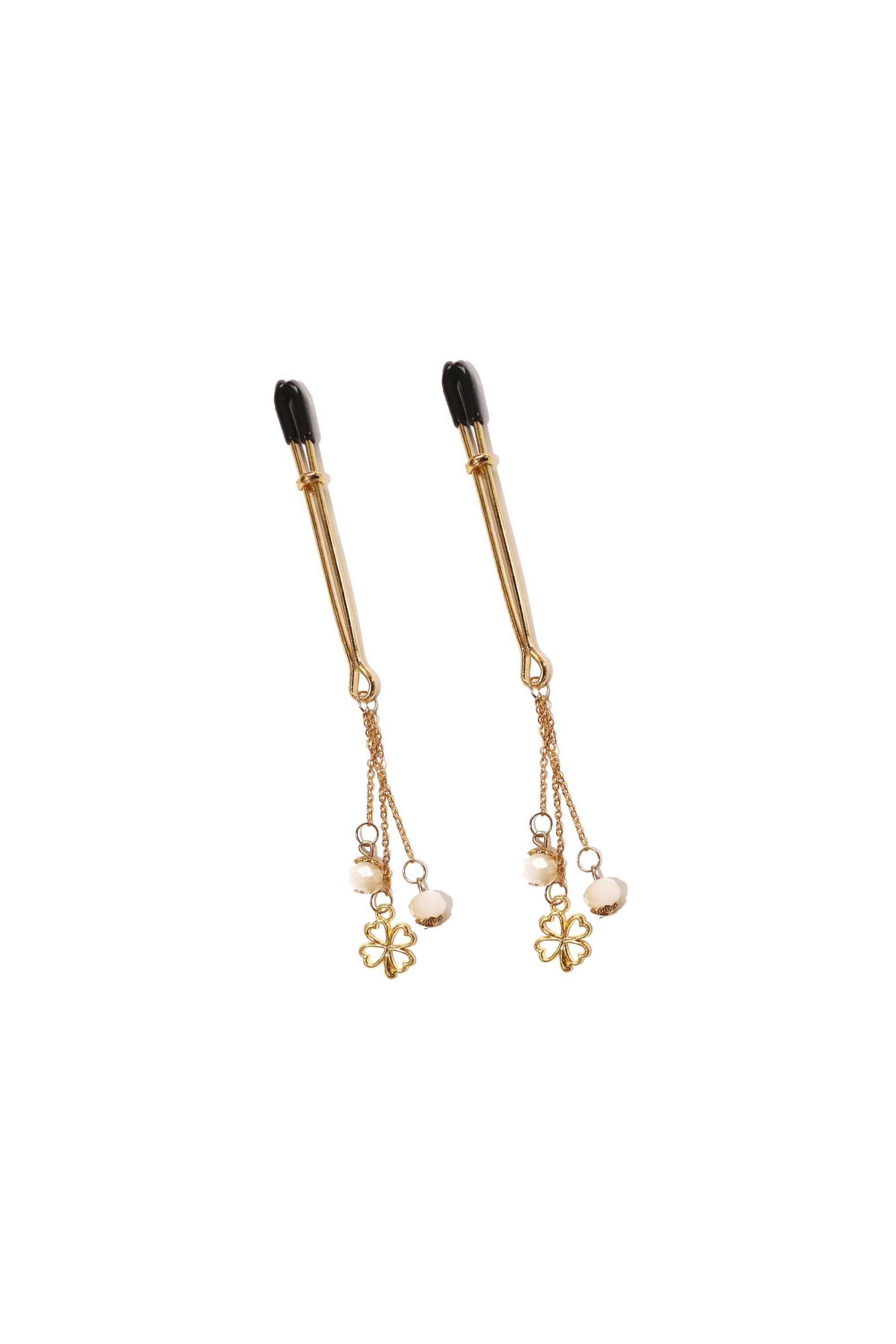 Затискачі для грудей з бусинками Nipple Clamps Golden Clover