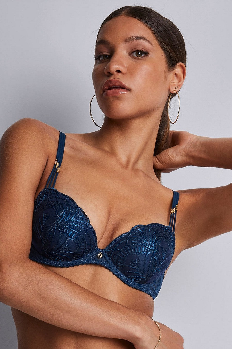 Бюстгальтер пуш-ап с вышивкой 2BN08 Vibes dark cyan