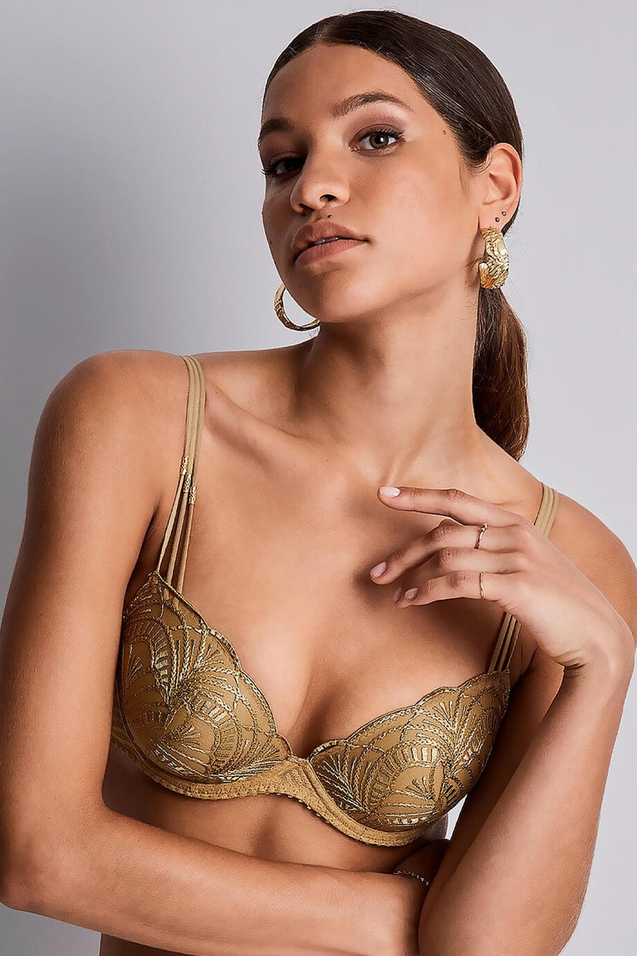 Бюстгальтер пуш-ап с вышивкой 2BN08 Vibes sublime bronze
