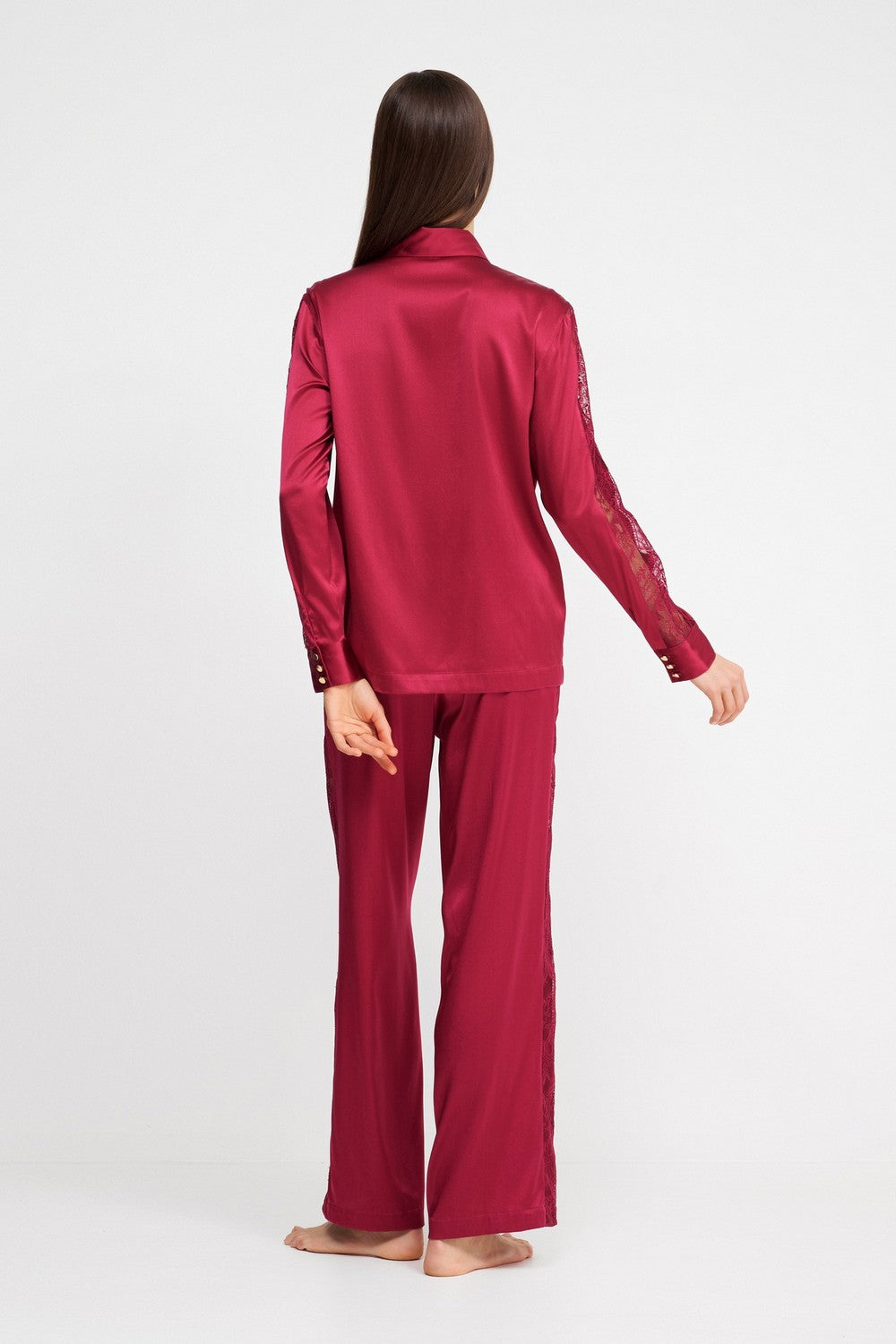 Піжамна блуза з шовку 2S44 Midnight Whisper crimson red