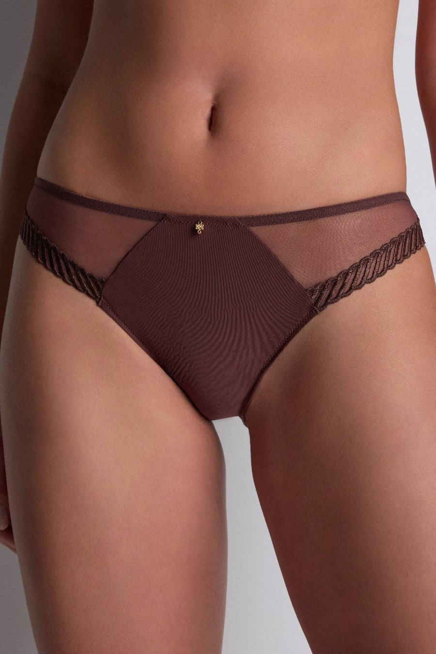 Трусики бразилиана с микросеткой 4M22 Sheer Emotion sepia