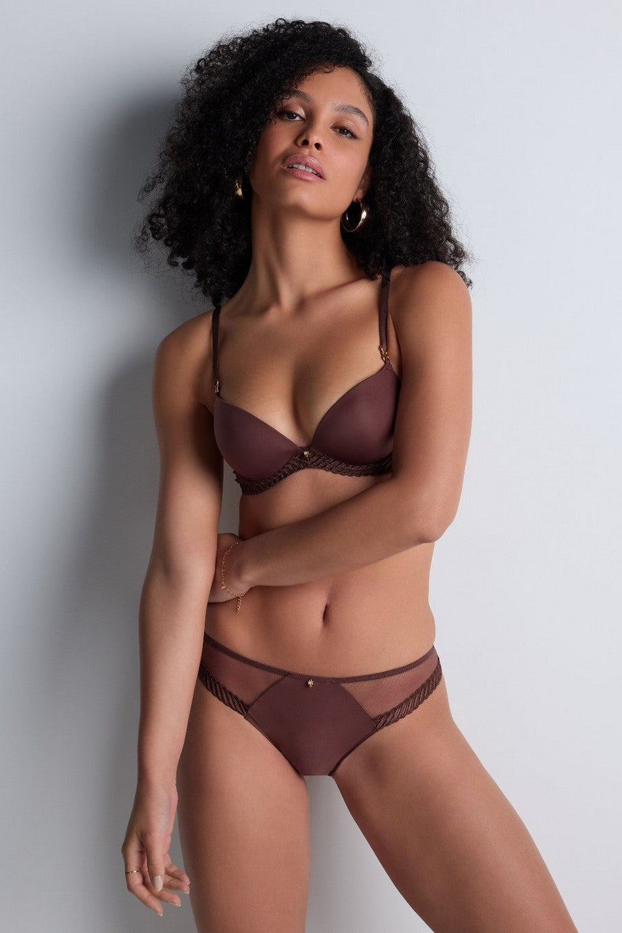 Трусики бразилиана с микросеткой 4M22 Sheer Emotion sepia