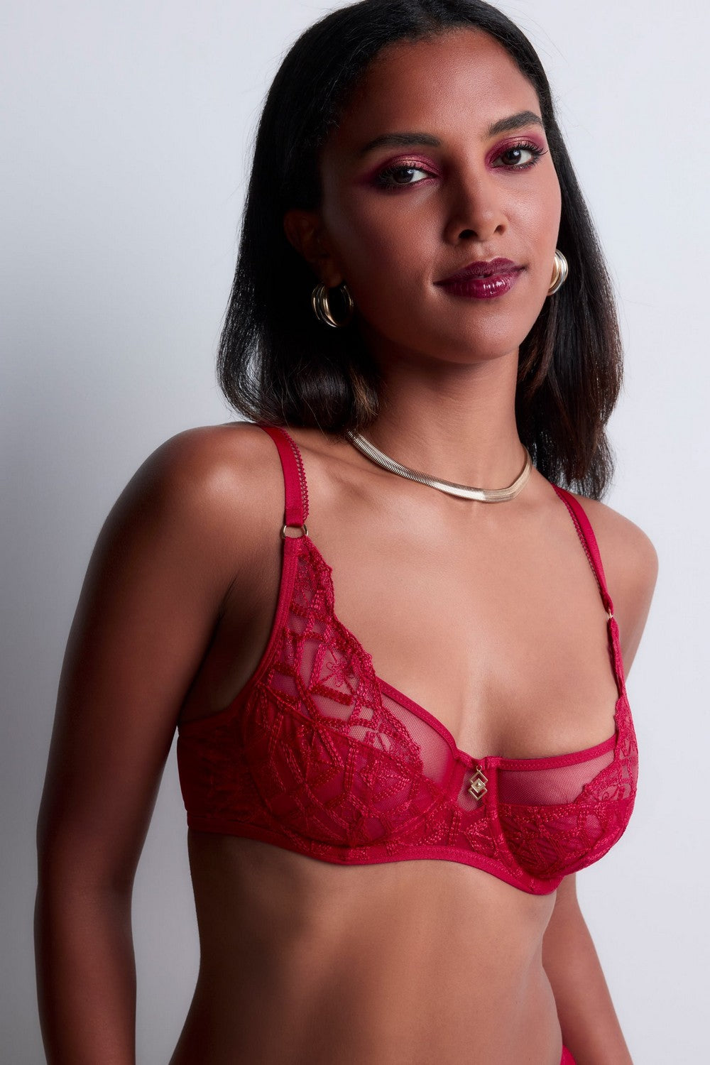 Бюстгальтер балконет из кружева 5BN13 Sense Of Illusion red
