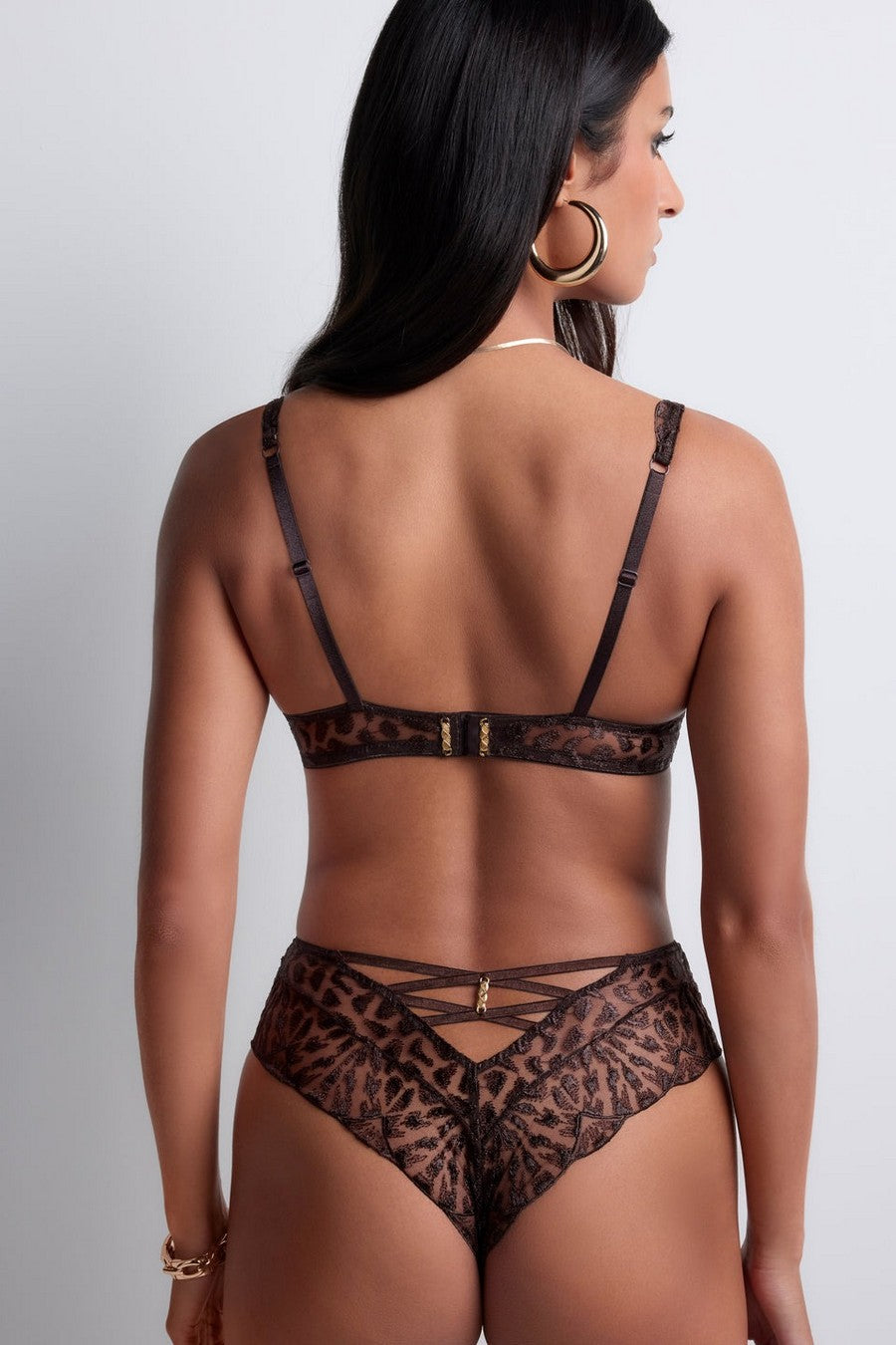 Высокие трусики бразилиана 5D25 Crazy in Love satin brown