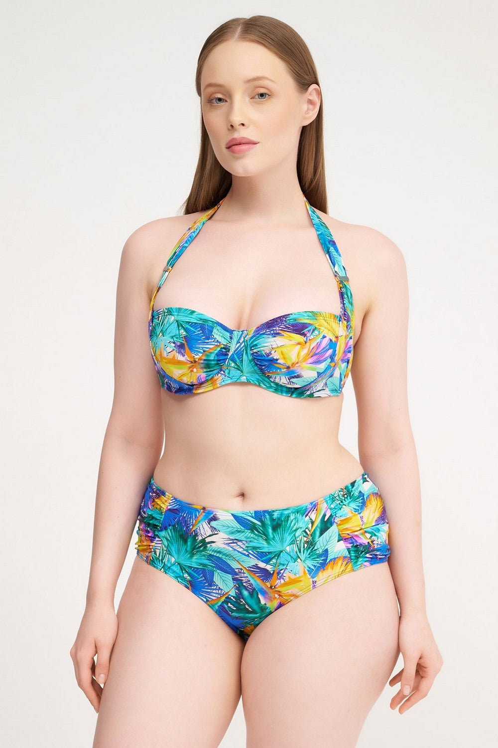 Высокие плавки с принтом HR61 Fleur Tropicale bleu eden