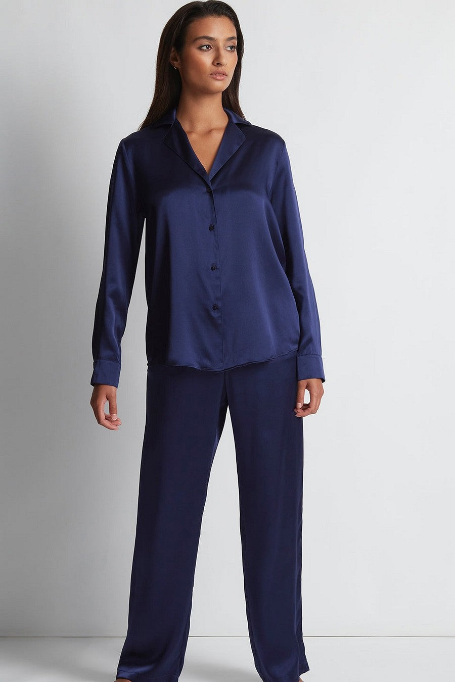 Шелковая блуза на пуговицах QS44 Toi Mon Amour marine