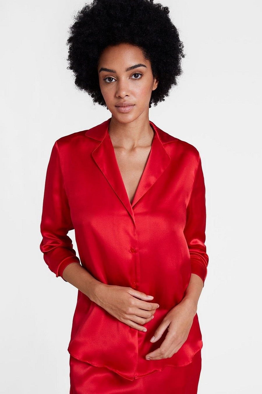 Шелковая блуза на пуговицах QS44 Toi Mon Amour rouge passion