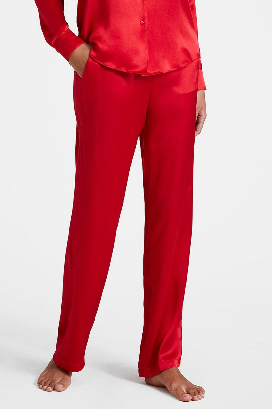 Шелковые пижамные брюки QS60 Toi Mon Amour rouge passion
