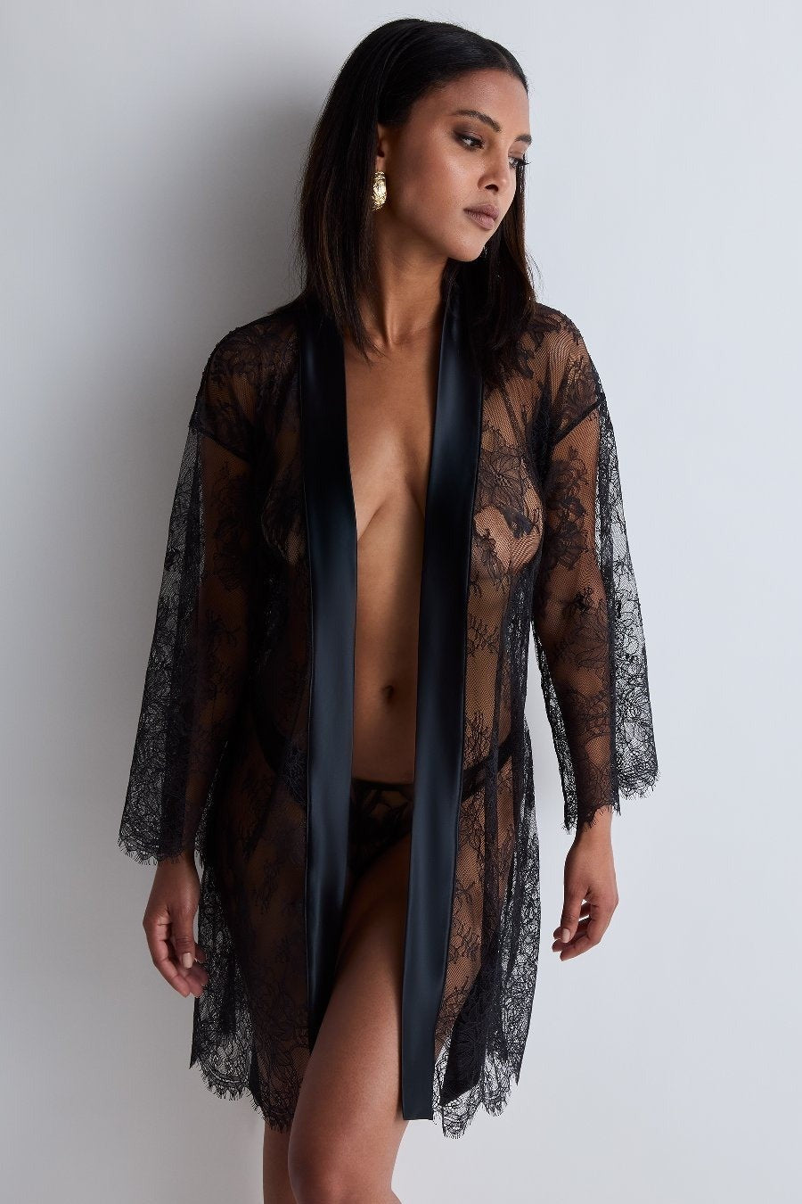 Прозрачный пеньюар из кружева RZ65 Histoire D'Un Soir black