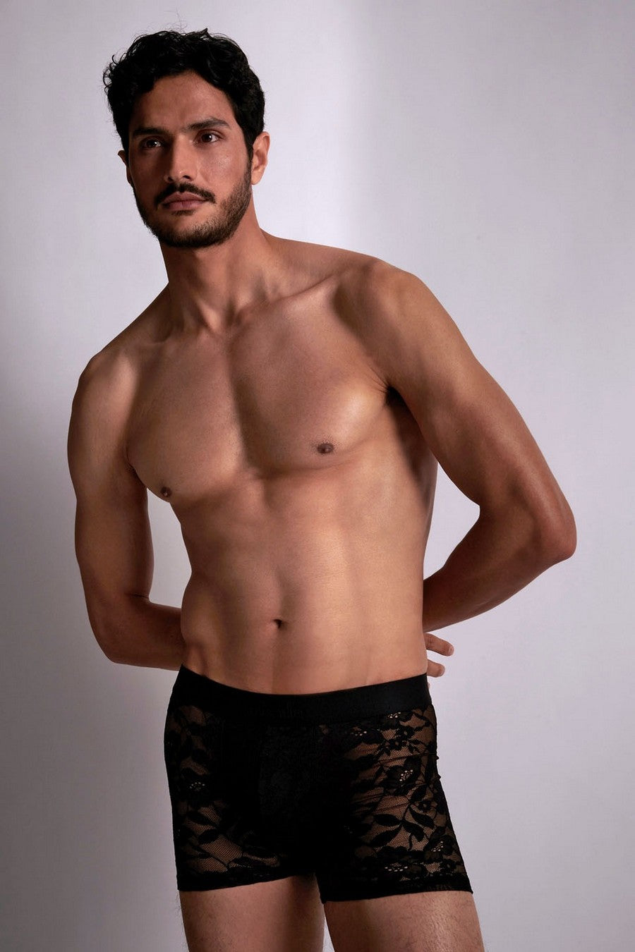 Чоловічі труси шорти з мережива XB78S Men black lace