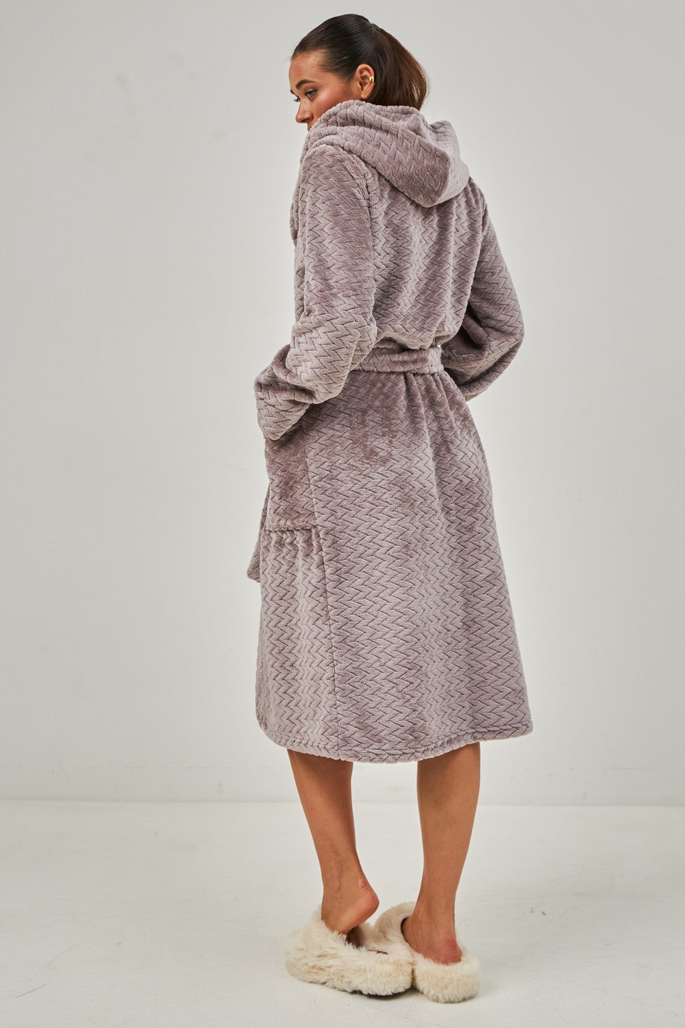 Халат из велсофта с капюшоном 0227/1 cappuccino